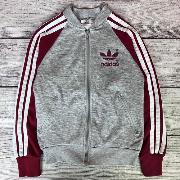 Vintage 1980s Adidas Three Stripe Zip Up Track Jacket - Picture 1 of 5